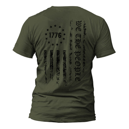 We The People 1776 USA Distressed Flag Back Print T-Shirt