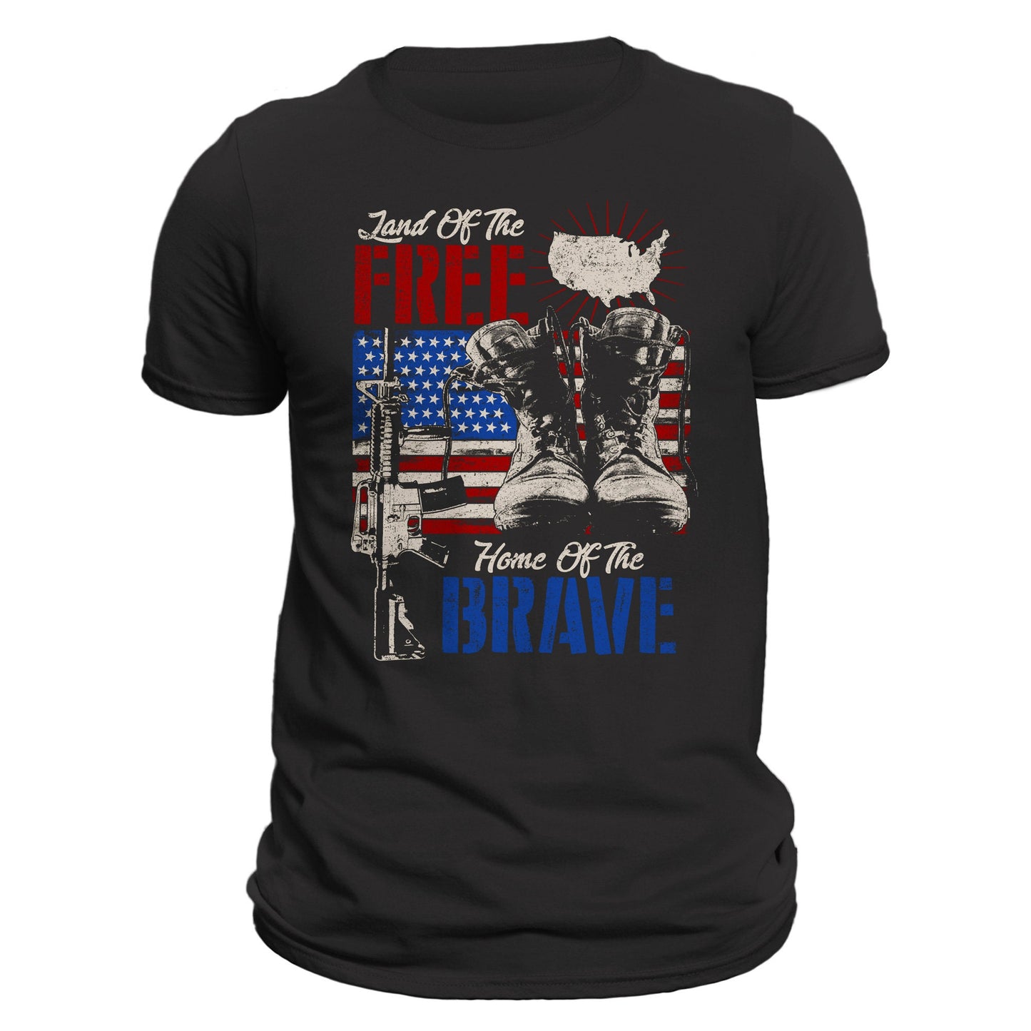 Land of The Free Home of The Brave Front or Back Print T-Shirt