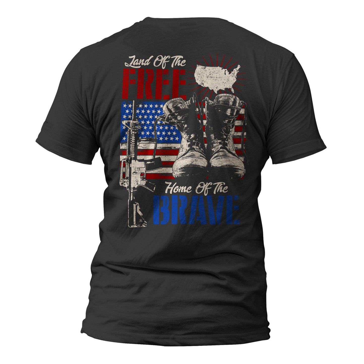 Land of The Free Home of The Brave Front or Back Print T-Shirt