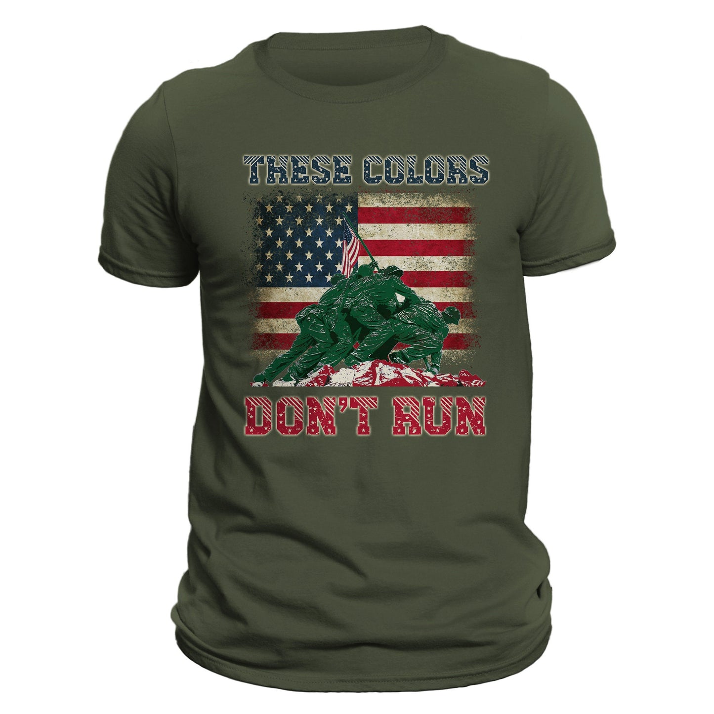 These Colors Don't Run US Flag Patriotic Front or Back Print T-Shirt