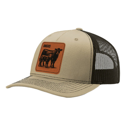 Trucker Hat Baseball Cap Farm Animal Ranch Leather Patch Style Hat