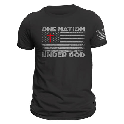 One Nation Under God American Flag With Cross Patriotic T-Shirt