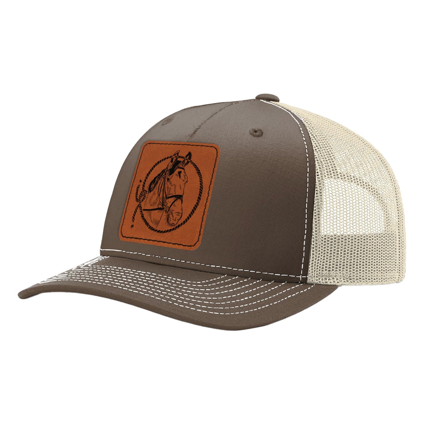 Trucker Hat Baseball Cap Farm Animal Ranch Leather Patch Style Hat