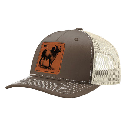 Trucker Hat Baseball Cap Farm Animal Ranch Leather Patch Style Hat