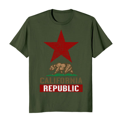 California Republic Flag Large Star Men's T-Shirt