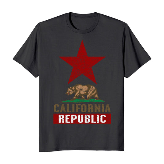 California Republic Flag Large Star Men's T-Shirt