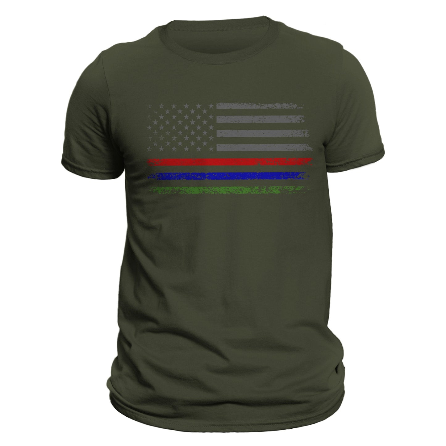 Thin Red Blue Green Line Flag 2.0 Men's T-Shirt