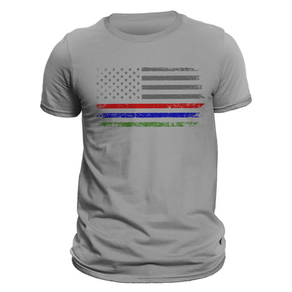 Thin Red Blue Green Line Flag 2.0 Men's T-Shirt