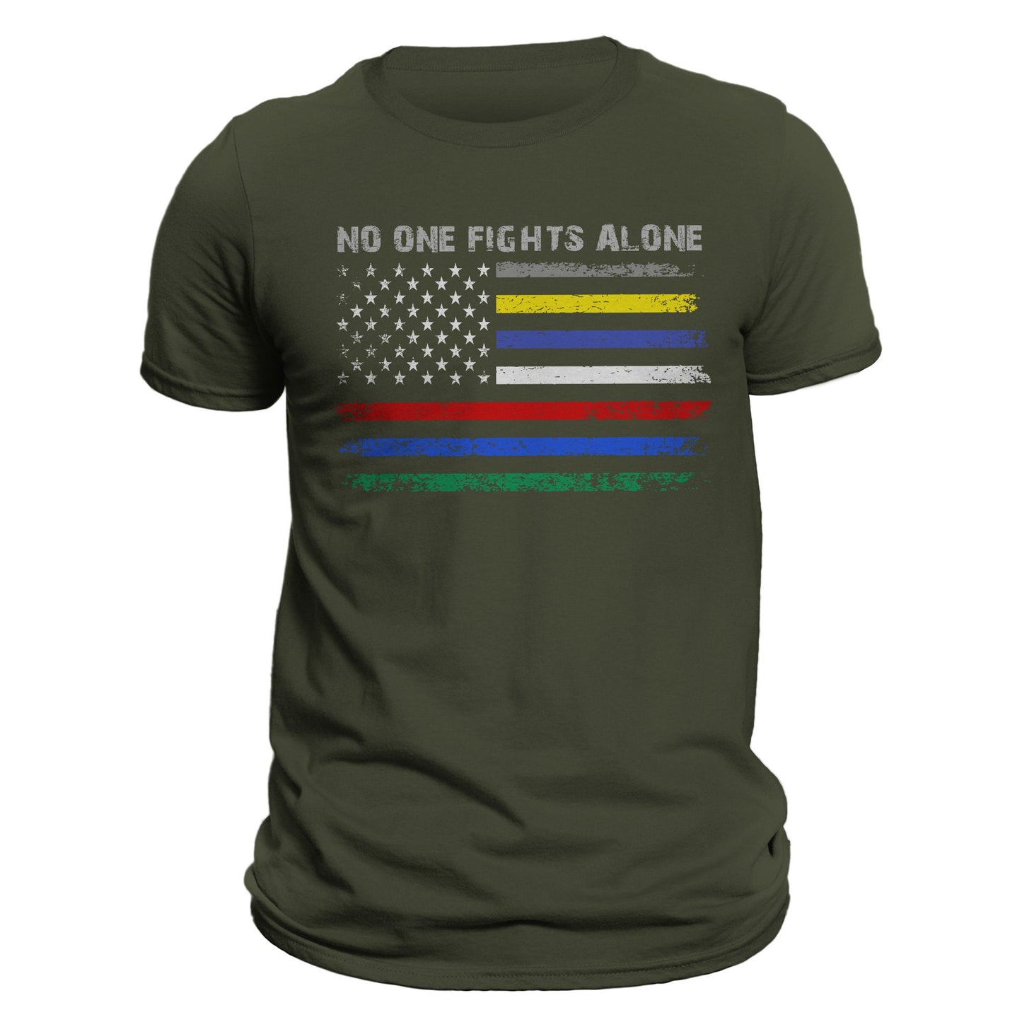 No One Fights Alone First Responders Flag Men's T-Shirt