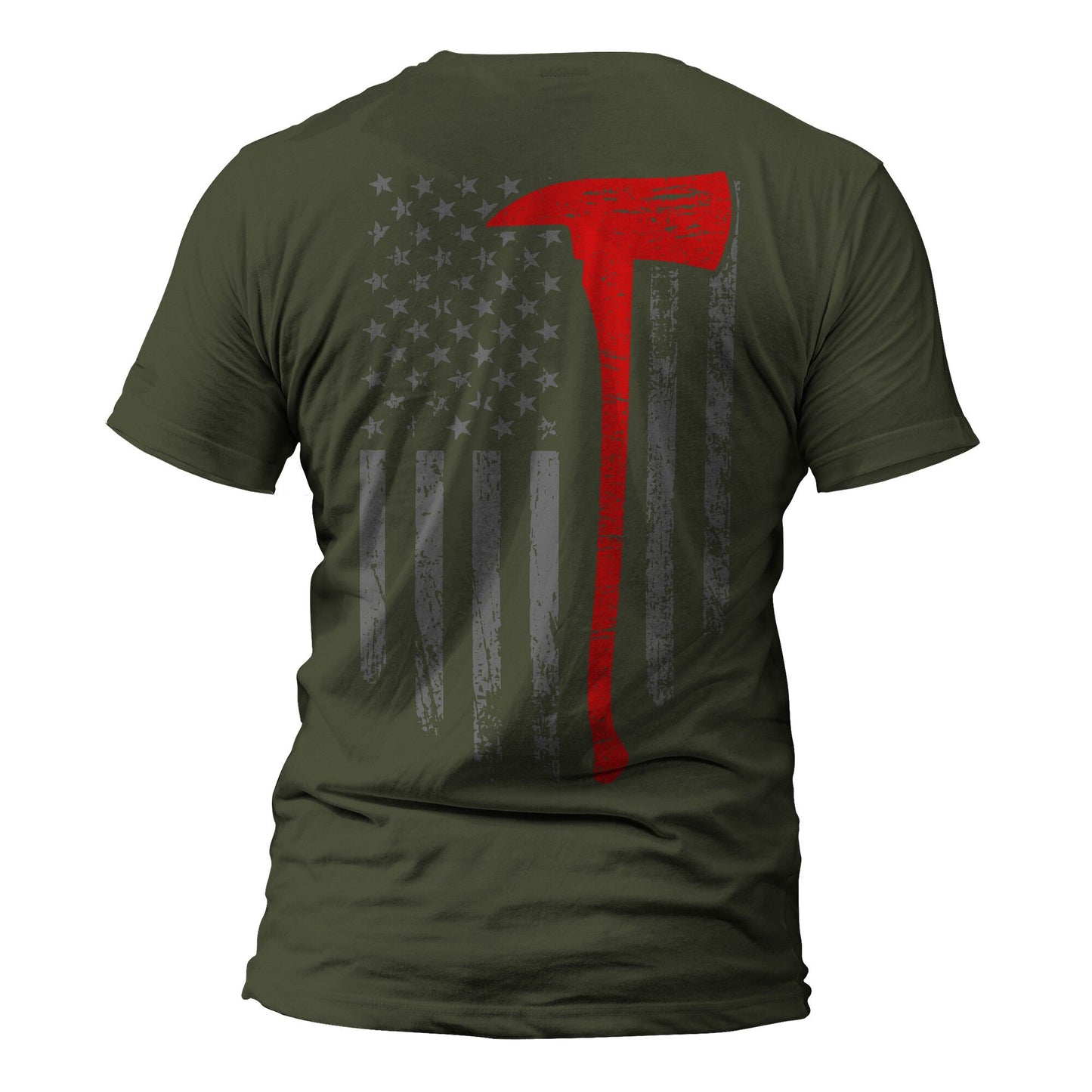 Firefighter Thin Red Line Flag With Axe 2.0 Back Print Men's T-Shirt