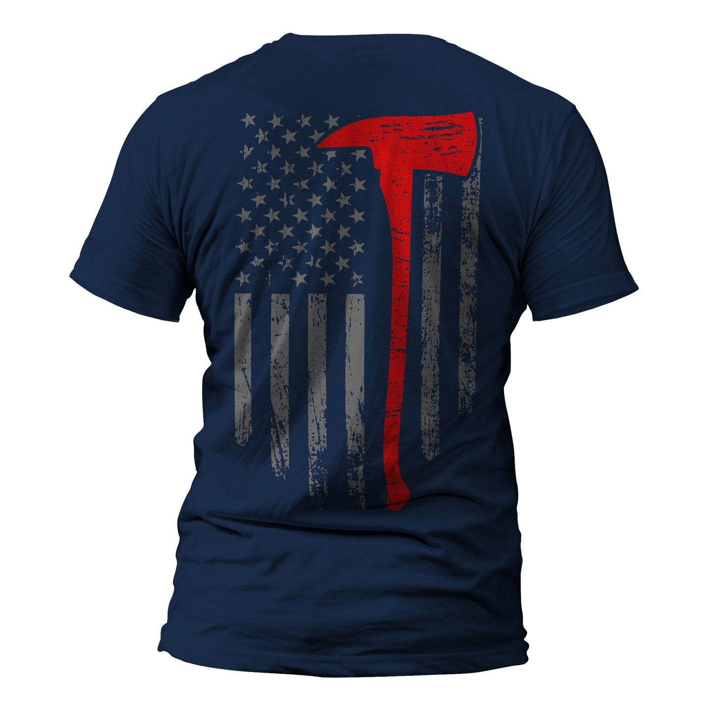 Firefighter Thin Red Line Flag With Axe 2.0 Back Print Men's T-Shirt