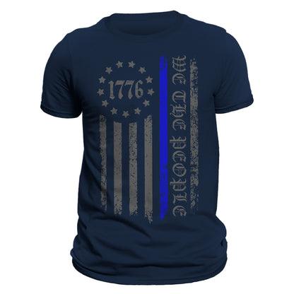 We The People 1776 Thin Blue Line Vertical Flag Police Men's T-Shirt