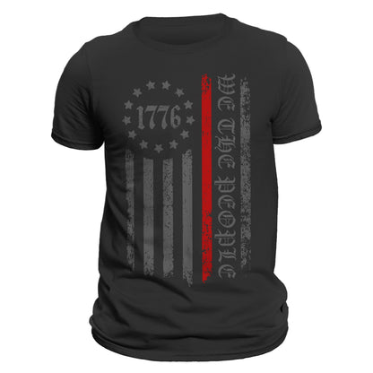 We The People 1776 Thin Red Line Vertical Flag Firefighter Men's T-Shirt