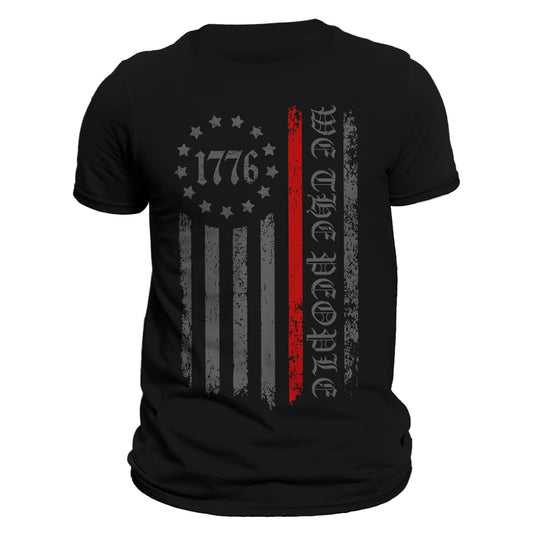 We The People 1776 Thin Red Line Vertical Flag Firefighter Men's T-Shirt