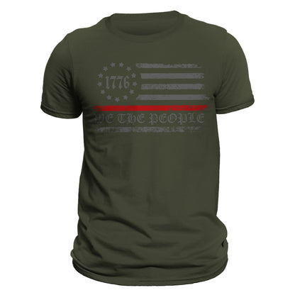 Thin Red Line Flag We The People 1776 Firefighter Men's T-Shirt