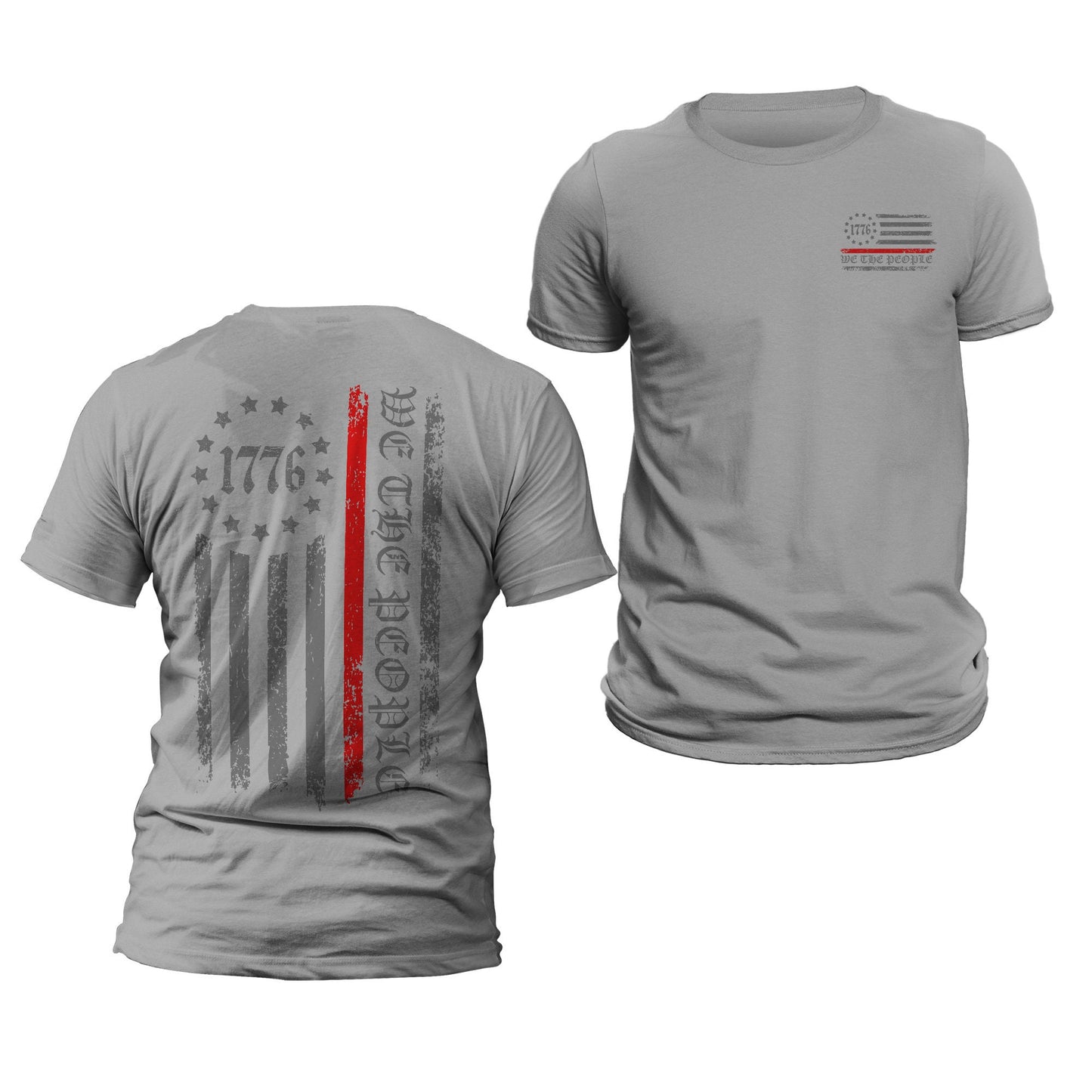 Thin Red Line Flag We The People 1776 Two Side Print Firefighter Men's T-Shirt