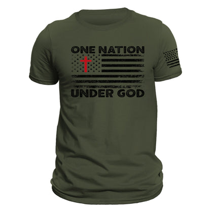 One Nation Under God American Flag With Cross Patriotic T-Shirt