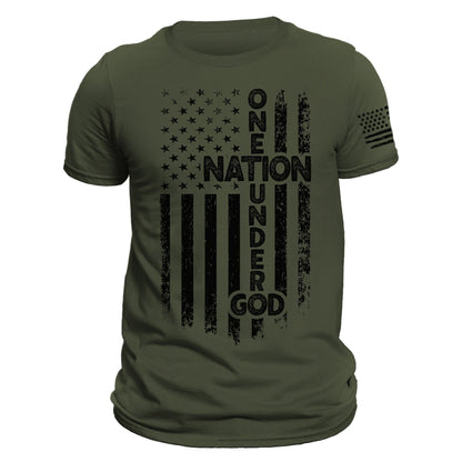 One Nation Under God American Vertical Flag Patriotic T-Shirt