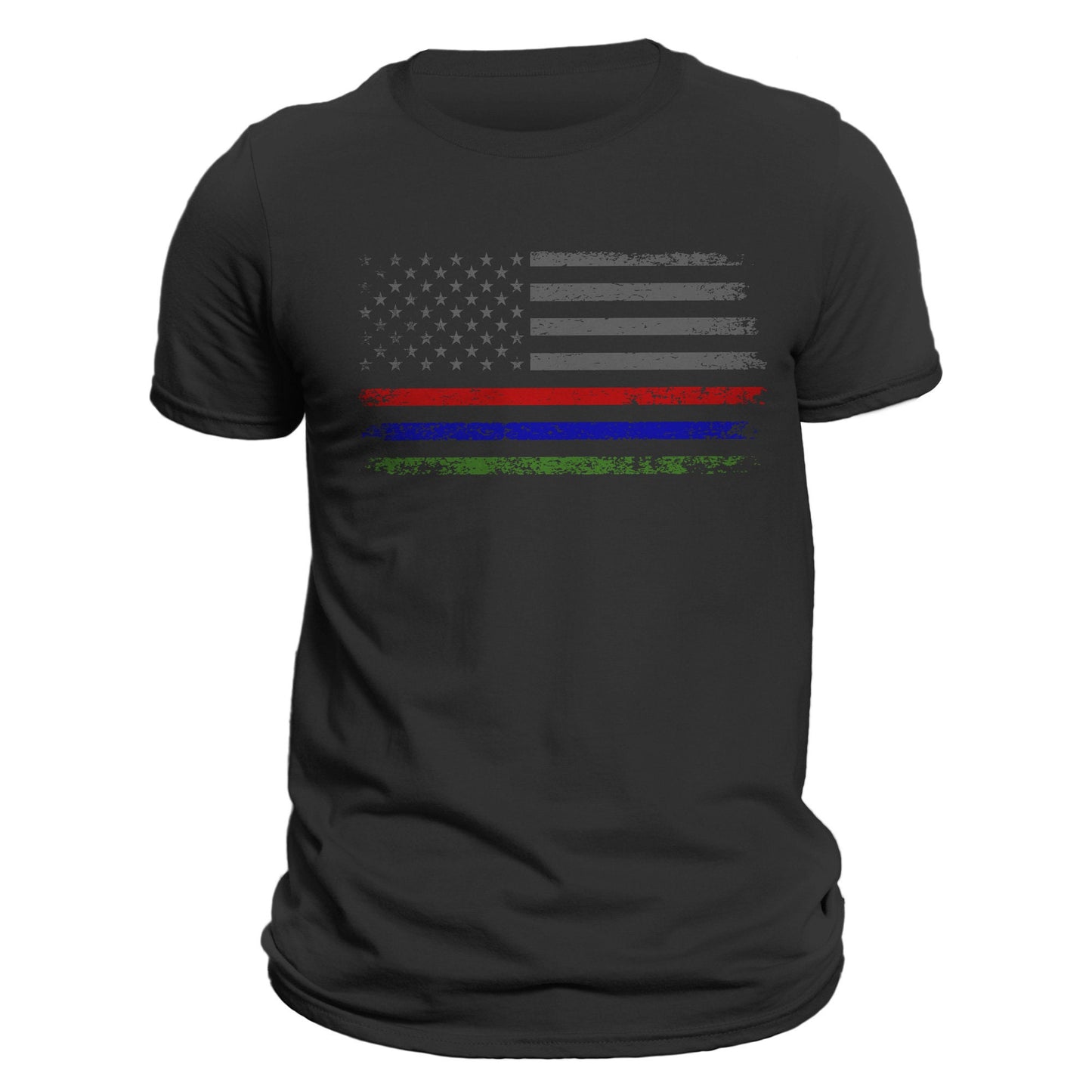 Thin Red Blue Green Line Flag 2.0 Men's T-Shirt