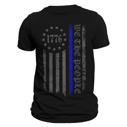 We The People 1776 Thin Blue Line Vertical Flag Police Men's T-Shirt