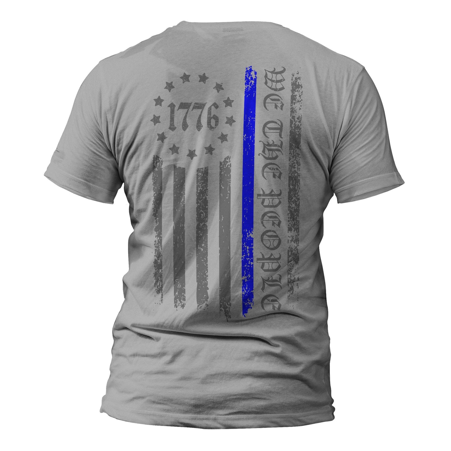 We The People 1776 Thin Blue Line Vertical Flag Back Print Police Men's T-Shirt