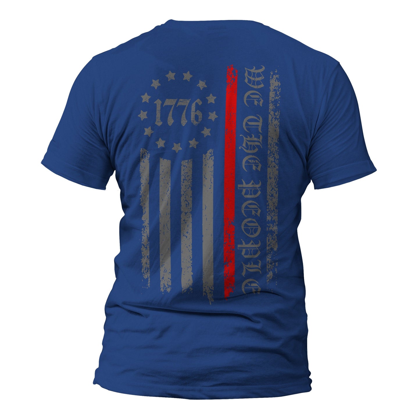 Thin Red Line Vertical Flag 1776 We The People Firefighter Back Print Men's T-Shirt