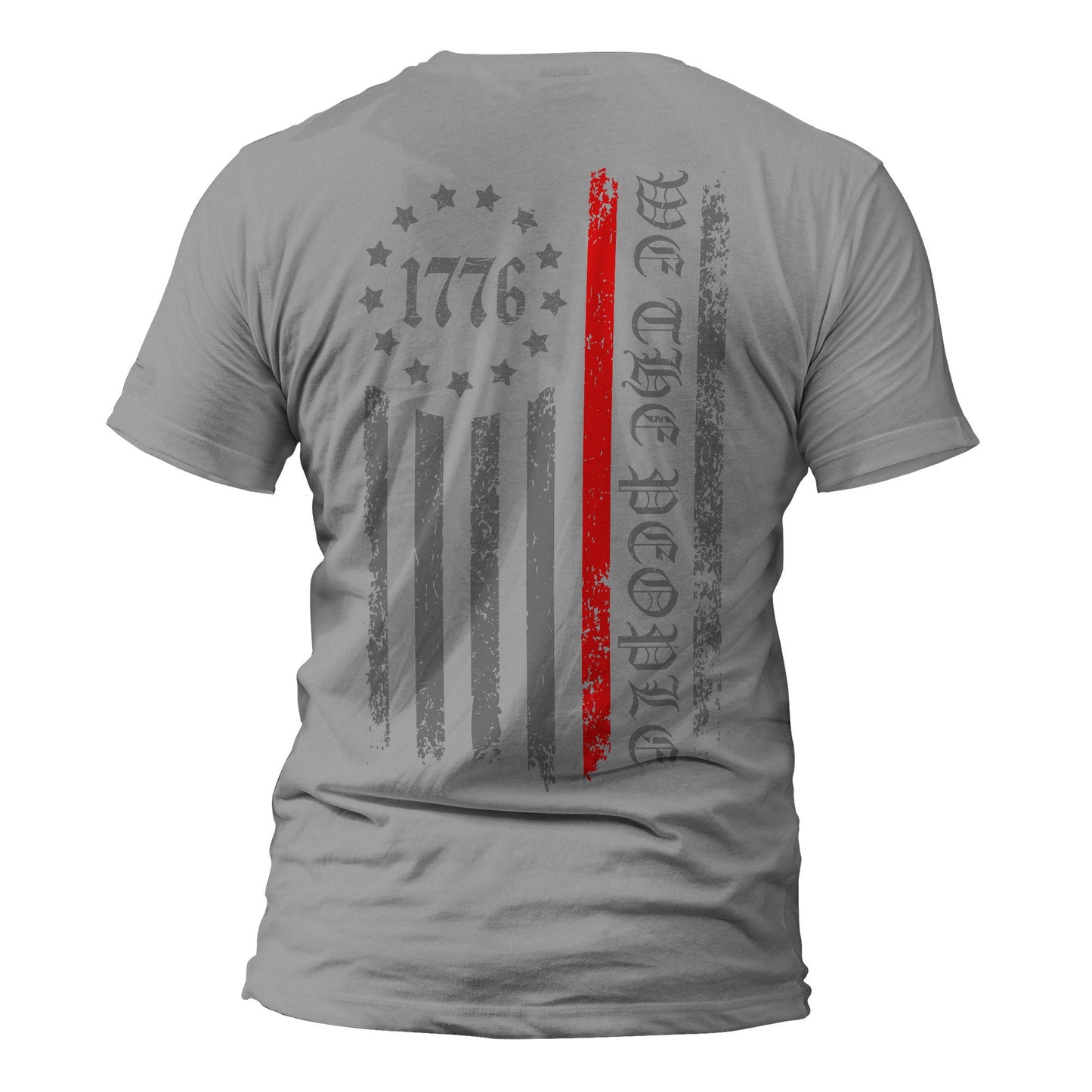 Thin Red Line Vertical Flag 1776 We The People Firefighter Back Print Men's T-Shirt