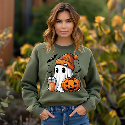 Halloween Funny Cute Ghost Pumpkin Fall Spooky Season Unisex Sweatshirt