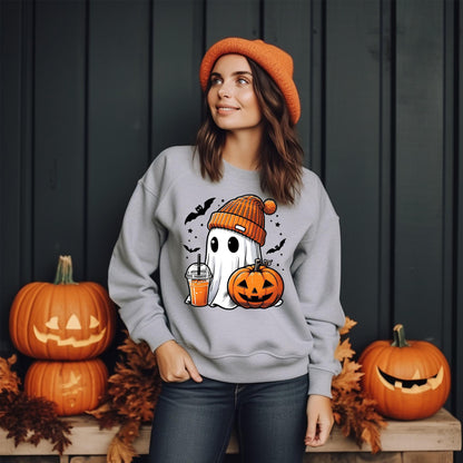 Halloween Funny Cute Ghost Pumpkin Fall Spooky Season Unisex Sweatshirt