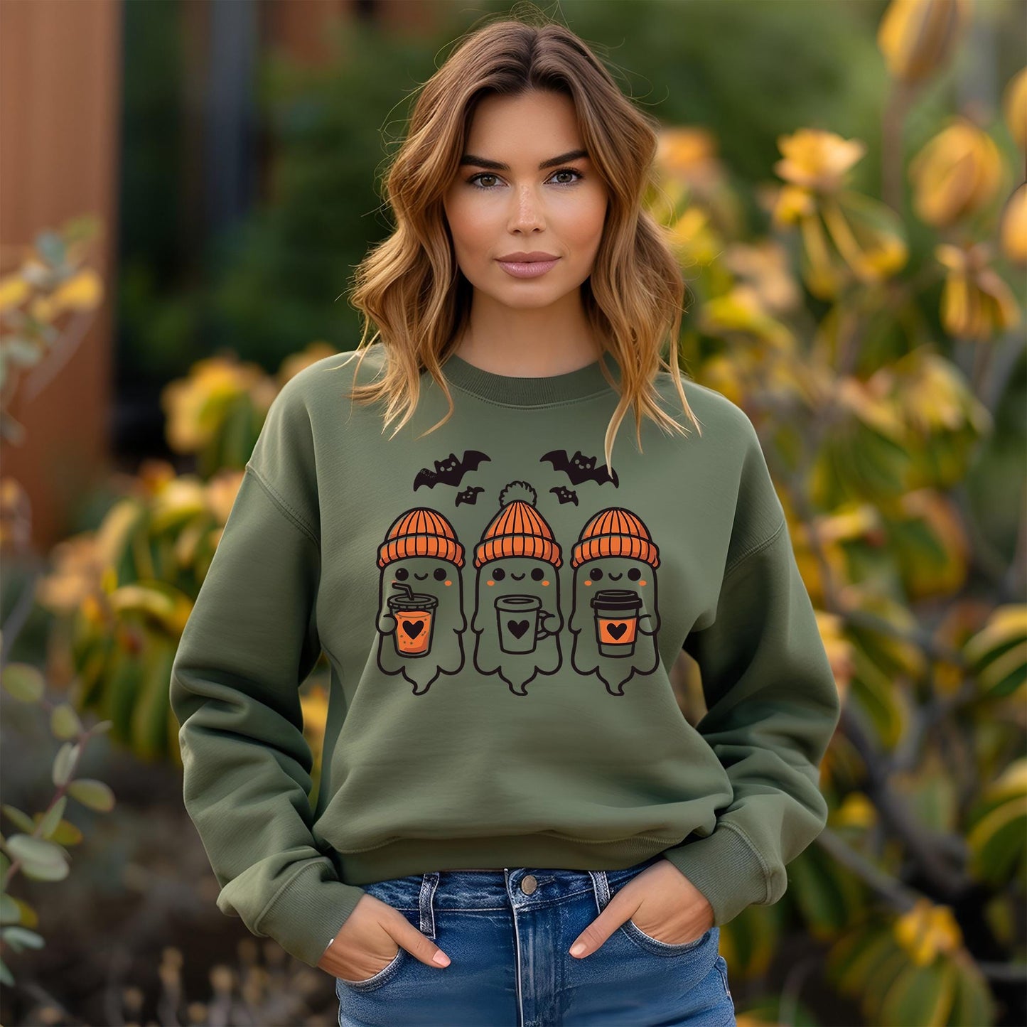 Halloween Cute Ghost Pumpkin Fall Spooky Season Unisex Sweatshirt