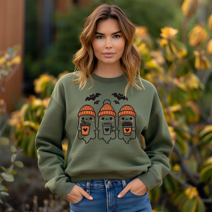 Halloween Cute Ghost Pumpkin Fall Spooky Season Unisex Sweatshirt