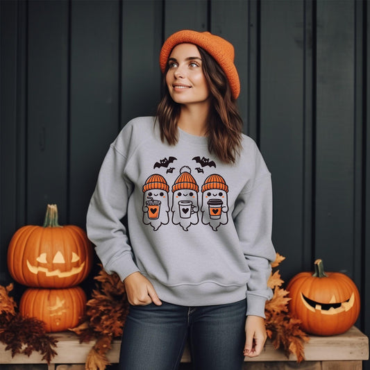 Halloween Cute Ghost Pumpkin Fall Spooky Season Unisex Sweatshirt