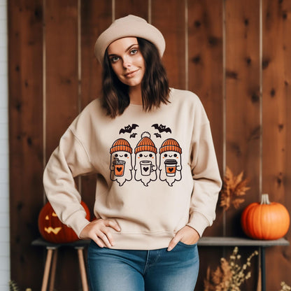 Halloween Cute Ghost Pumpkin Fall Spooky Season Unisex Sweatshirt