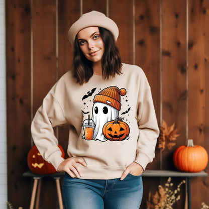 Halloween Funny Cute Ghost Pumpkin Fall Spooky Season Unisex Sweatshirt