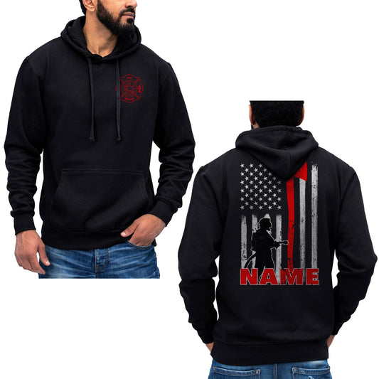 Personalized Firefighter Hoodie Sweatshirt Custom Name Thin Red Line Axe Design