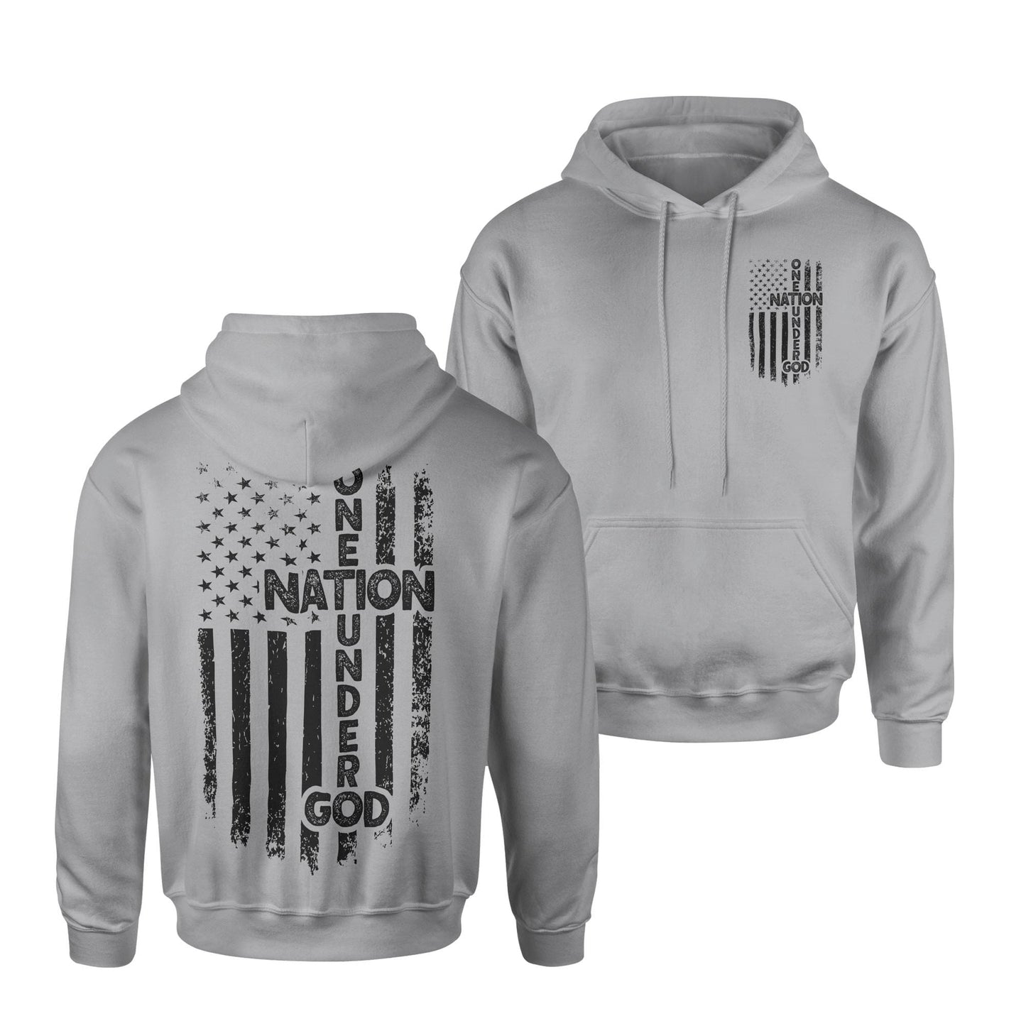 One Nation Under God Vertical American Flag Hoodie Sweatshirt