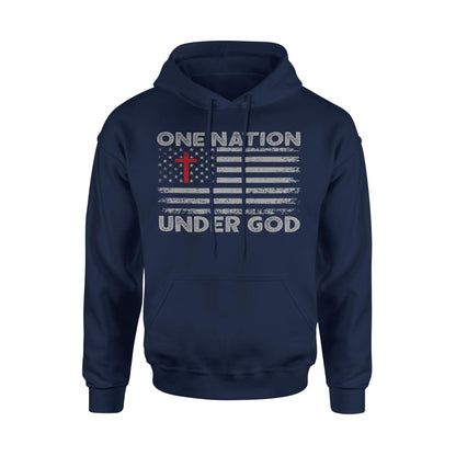 One Nation Under God American Flag With Cross Patriotic Hoodie Sweatshirt