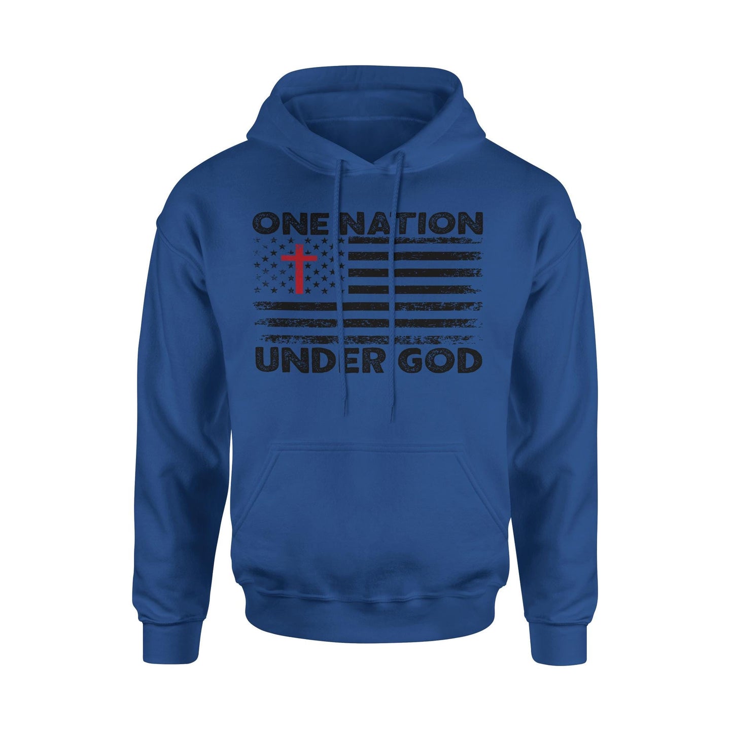 One Nation Under God American Flag With Cross Patriotic Hoodie Sweatshirt