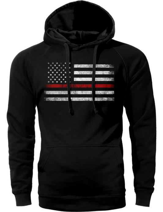 Thin Red Line Flag USA Firefighter Hoodie Sweatshirt