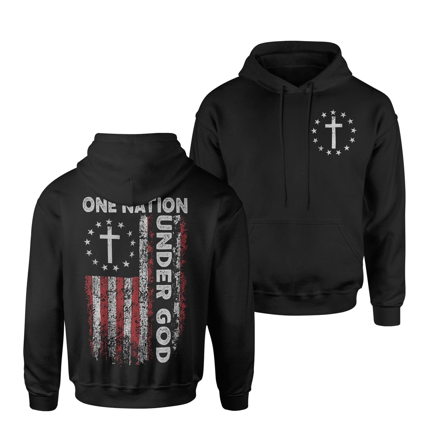 One Nation Under God Betsy Ross Vertical Flag Patriotic Hoodie Sweatshirt