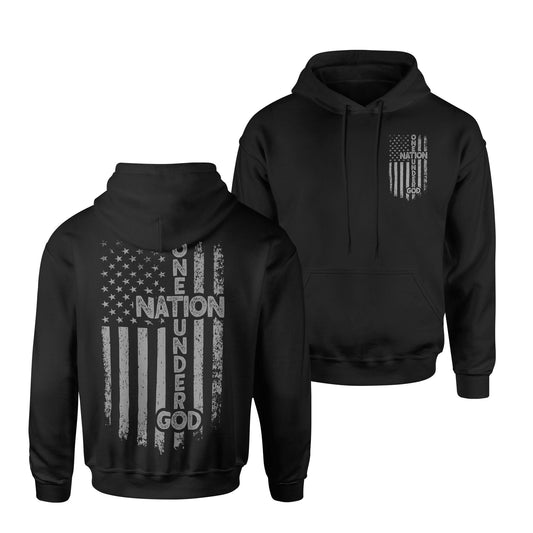 One Nation Under God Vertical American Flag Hoodie Sweatshirt