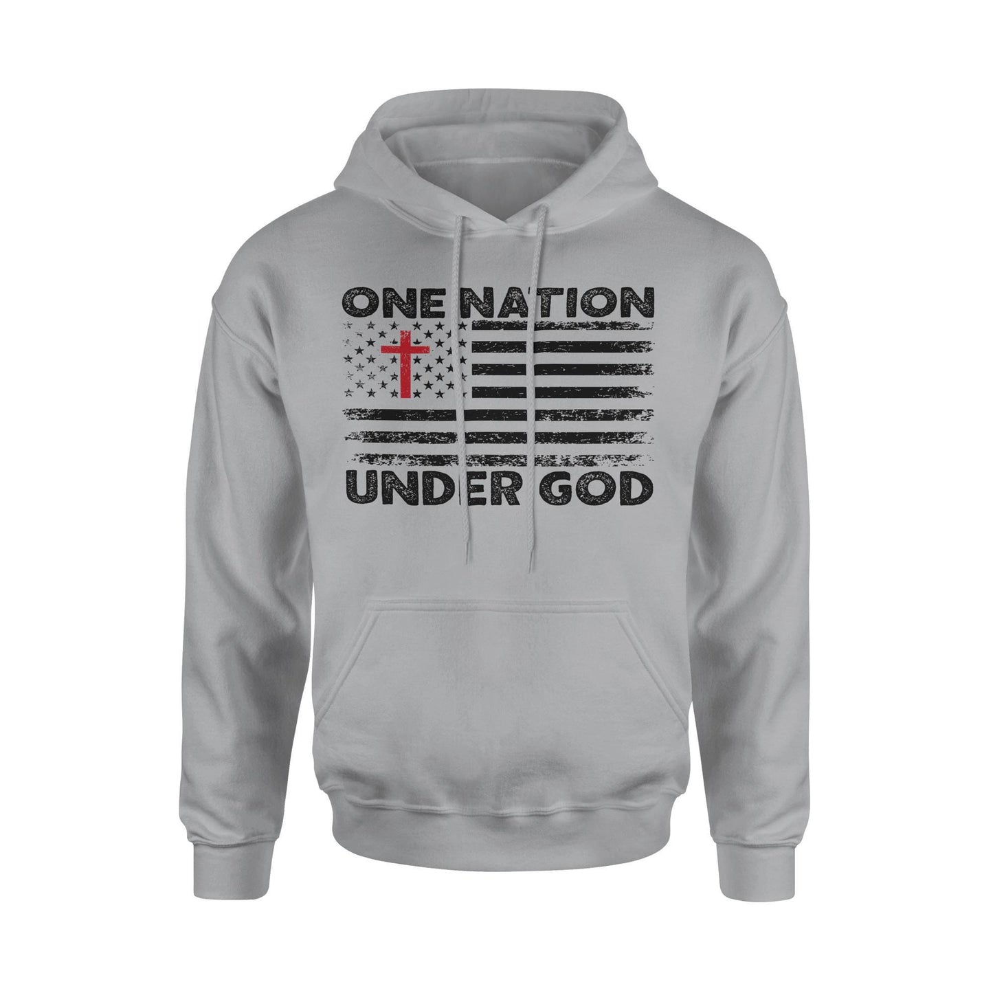 One Nation Under God American Flag With Cross Patriotic Hoodie Sweatshirt