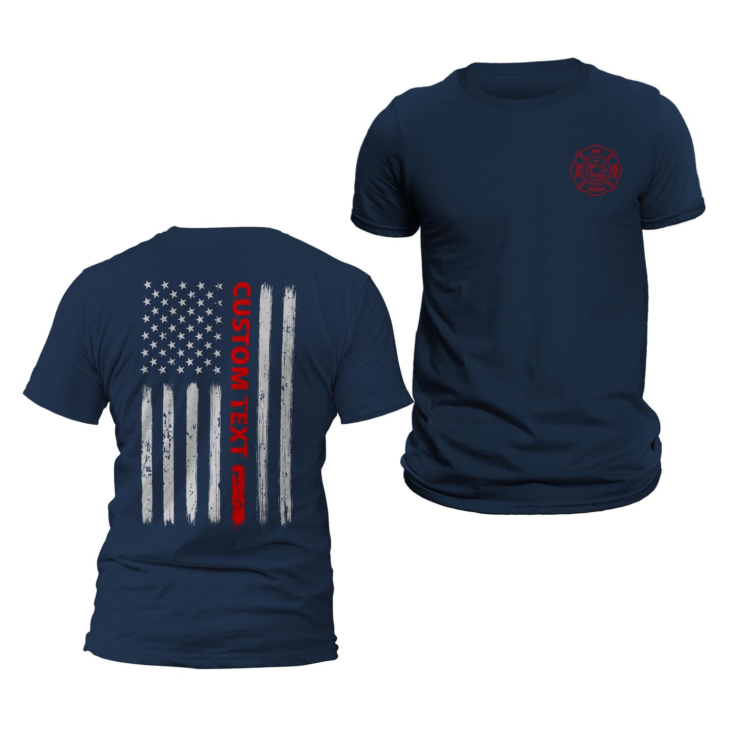 Custom Text Thin Red Line Firefighter T-Shirt