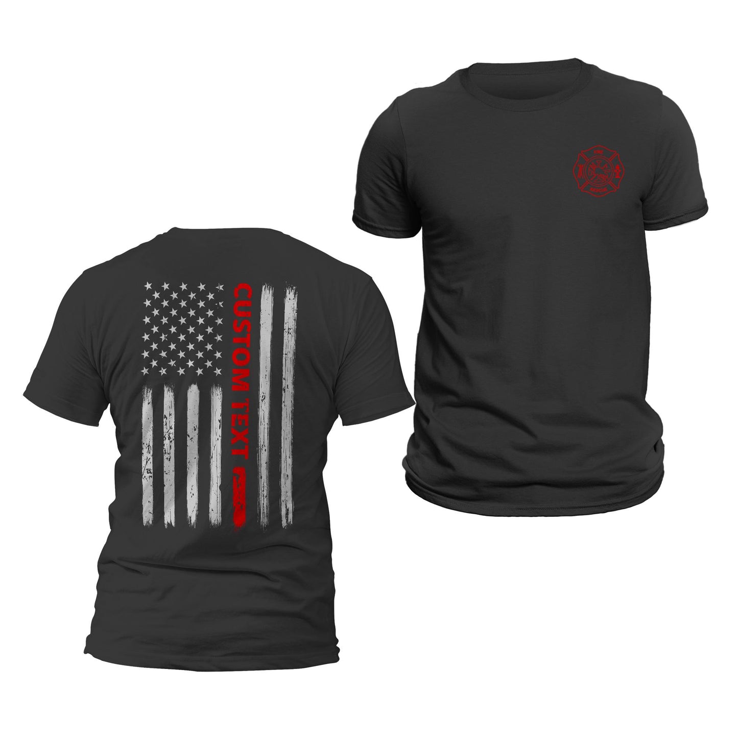 Custom Text Thin Red Line Firefighter T-Shirt